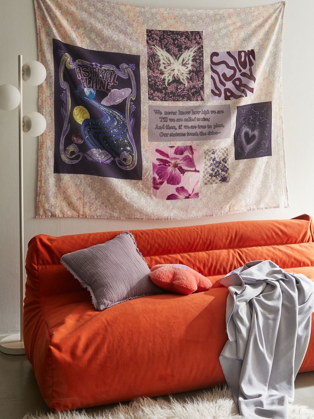 Gallery Wall Tapestry in Pink and Purple Tapestry 70” x 56" Urban Outfitters